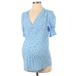 H&M Mama V neck blue floral blouse Small